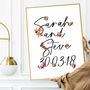 Custom Wedding Floral Typography Personalised Art Print, thumbnail 1 of 6