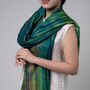 100% Mulberry Silk Scarf, Emerald Green, Aurora Borealis In Gift Box, thumbnail 5 of 10