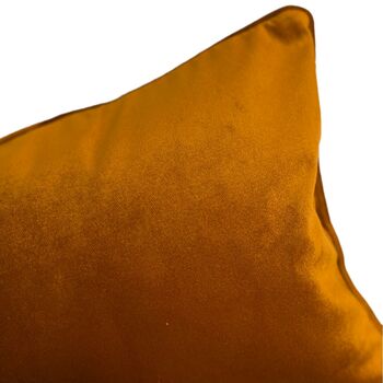 Rust Orange Velvet Cushion With Piping, 3 of 4