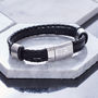 Personalised Jet Black Leather Bracelet, thumbnail 2 of 5