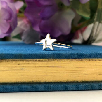 Personalised Sterling Silver Initial Star Ring, 2 of 9