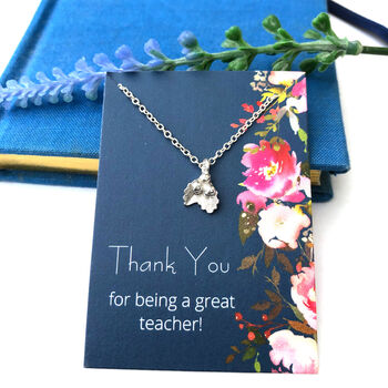 Thank You Teacher Sterling Silver Mini Holly Necklace, 8 of 12