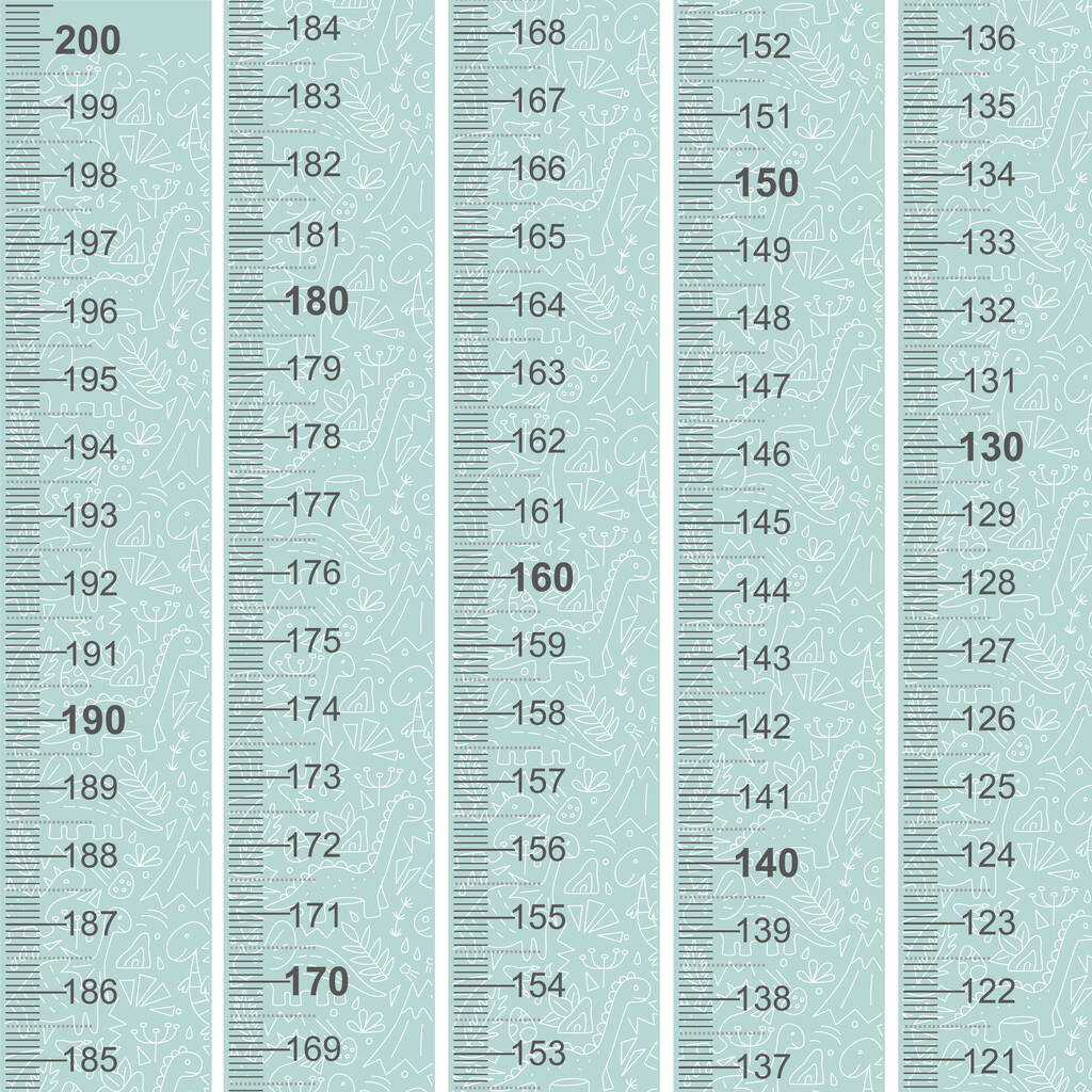 Green Dinosaur Tape Measure Sticker Wall Chart By StickMyPixels