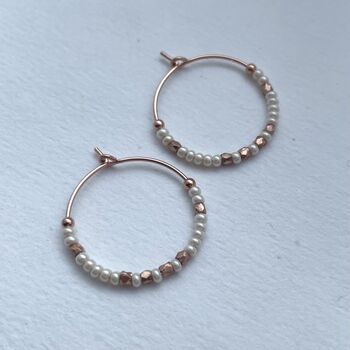 Pearly White And Fair Trade Nuggets Medium Hoops, 4 of 9