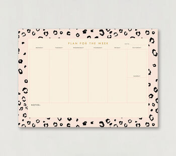 A4 Weekly Planner Desk Pad Pink Leopard Print, 2 of 6