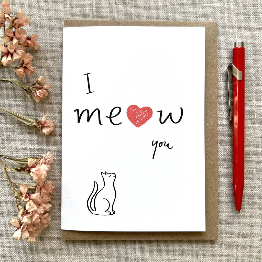 I Meow You Valentine's Card For Cat Lovers, 1 of 2