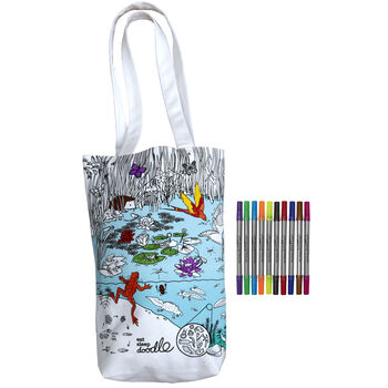 Pond Life Tote Bag Kit + 10 Pens, Colour And Carry, 4 of 7