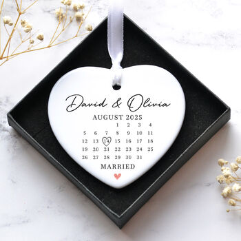 Personalised Wedding Gift Ceramic Heart Keepsake, 2 of 2