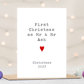 Personalised Mr And Mr First Christmas Card, 2 of 3