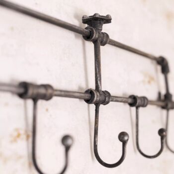 Metal Coat Rack Wall Mounted Pipe Hooks Home Storage, 10 of 11