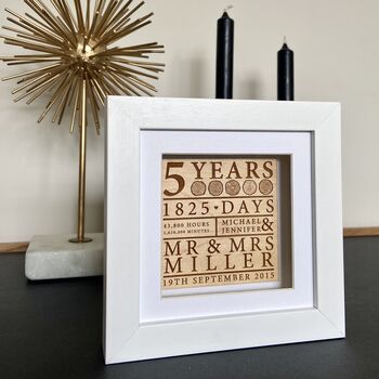Five Years Wooden Wedding Anniversary Framed Gift, 2 of 5