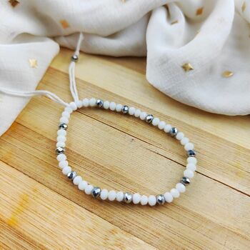 Adjustable White Crystal Beads Elegant Daily Bracelet, 5 of 8