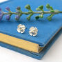 Well Done Exam Graduation Sterling Silver Mini Blossom Flower Earrings, thumbnail 3 of 8