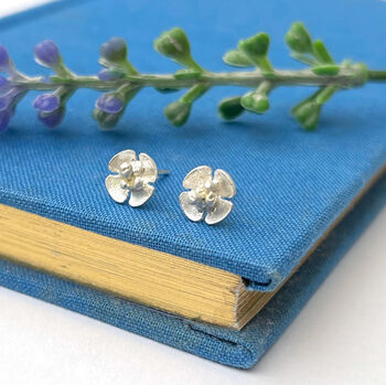 Well Done Exam Graduation Sterling Silver Mini Blossom Flower Earrings, 3 of 8