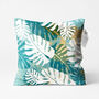 Turquoise Cushion Cover With Tropical White Leaves, thumbnail 1 of 7