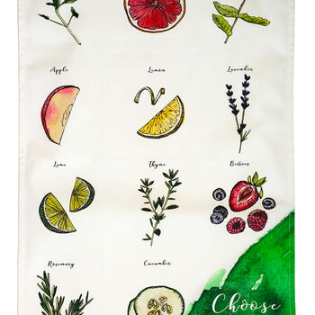 Choose Your Garnish Watercolour Tea Towel, 3 of 5