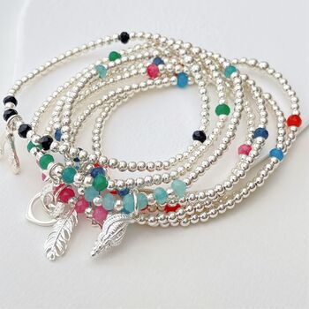 Artesia Blue Jade Sterling Silver Feather Bracelet, 7 of 8