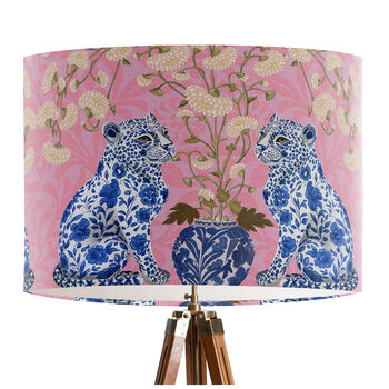 Chinoiserie Leopard Twins On Pink Lampshade, 3 of 5