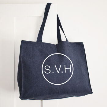 Minimal Print Initials Oversized Beach And Shopping Bag, 3 of 5