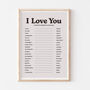 Retro I Love You In Twenty Languages Wall Print, thumbnail 6 of 7