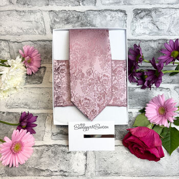 Desert Rose Floral Wedding Tie Set, 5 of 6