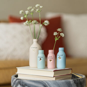 Porcelain Pastel Bottle Worded And Embossed With Gold, 9 of 12
