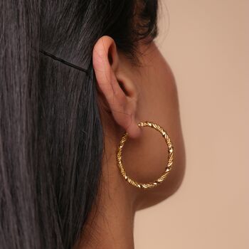 18 K Gold Plated Creole Hoop Earrings, 7 of 8