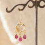 Citrine And Ruby Gold And Silver Dangly Drop Earrings, thumbnail 7 of 11