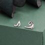 Sterling Silver Asymmetric Music Note And Bass Clef Stud Earrings, thumbnail 1 of 9