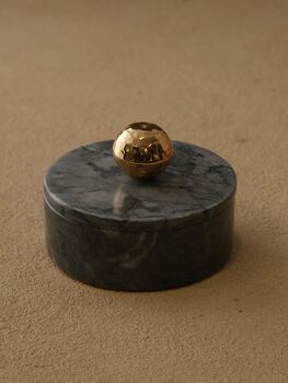 Handmade Black Marble Storage Box Brass Handle, 3 of 3