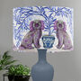 Staffordshire Dog Twins On Cream Lampshade, thumbnail 1 of 5