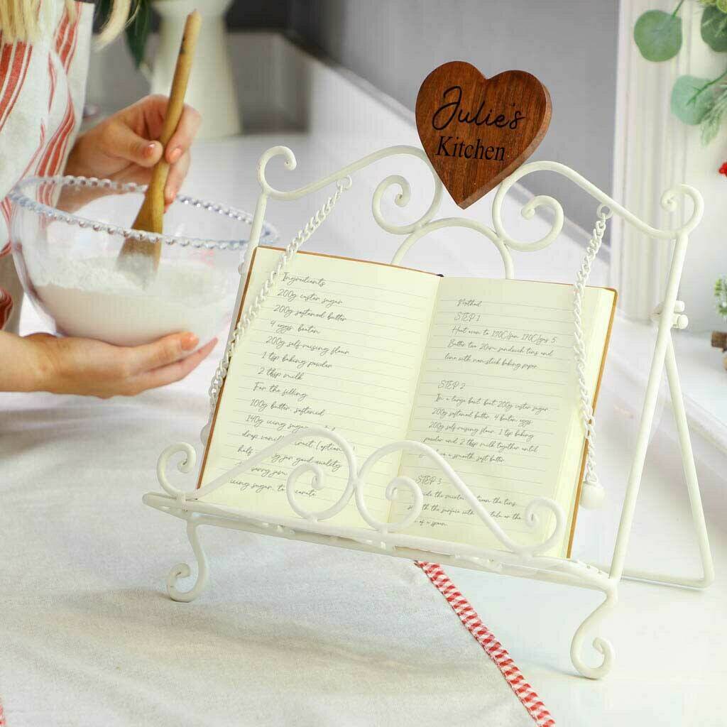 Personalised Vintage Heart Baking Cookbook Stand, 1 of 12