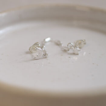 Sterling Silver Star And Moon Chained Mini Studs, 2 of 3