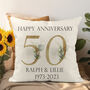 Personalised 50th Golden Wedding Anniversary Cushion, thumbnail 1 of 2