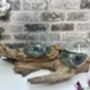 Teak Root Wooden Display With Double Molten Glass Bowls, thumbnail 8 of 11
