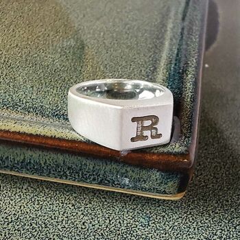 Personalised Initial Silver Signet Ring, 6 of 11