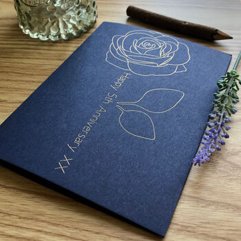 Personalised Gold Foil Rose Anniversary Card, 3 of 10