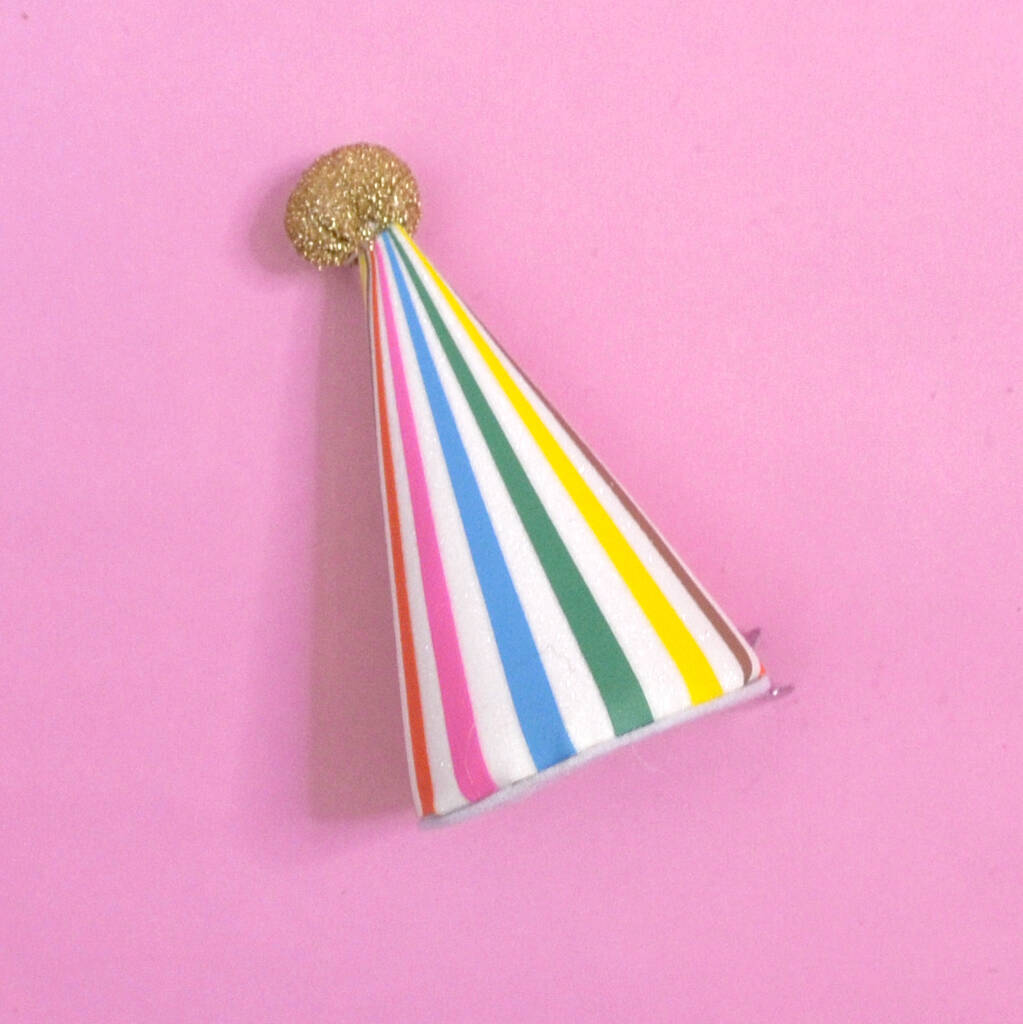 Rainbow Stripe Birthday Party Hat By Peach Blossom
