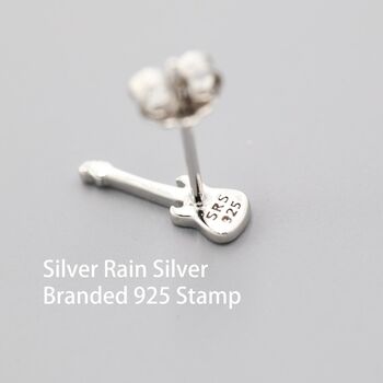 Sterling Silver Tiny Electric Guitar Stud Earrings, 6 of 12