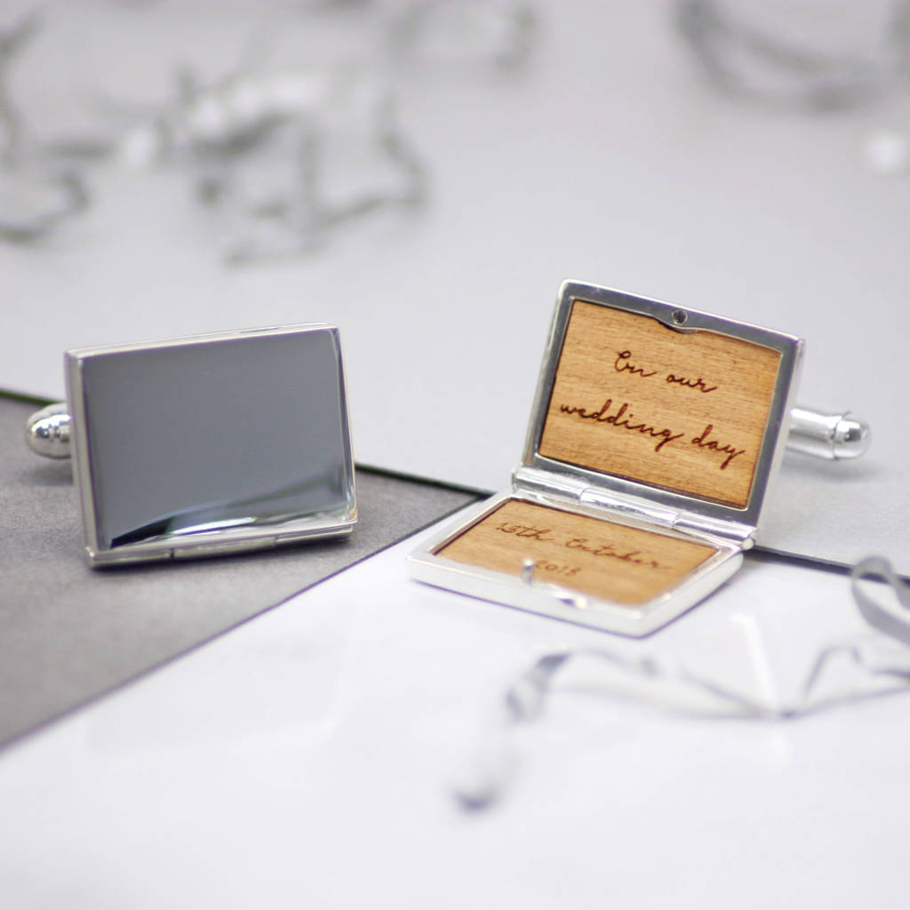 Image of Personalised Sterling Silver Locket Message Cufflinks, Silver