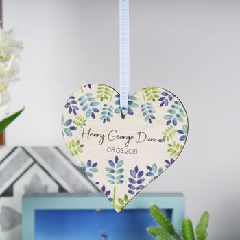 New Baby Wooden Heart Decoration Letterbox Gift, 5 of 8