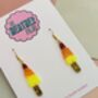 Rainbow Rocket Ice Lolly Glitter Statement Earrings / Summer Party Gift / Bright Statement Jewellery / Handmade Accessories, thumbnail 4 of 5