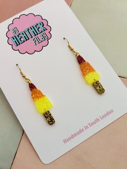Rainbow Rocket Ice Lolly Glitter Statement Earrings / Summer Party Gift / Bright Statement Jewellery / Handmade Accessories, 4 of 5