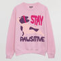 Stay Pawsitive Women's Dog Slogan Sweatshirt, thumbnail 5 of 5
