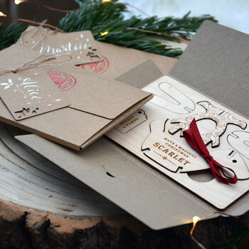 Wooden Reindeer Christmas Card Keepsake Decoration, 4 of 5