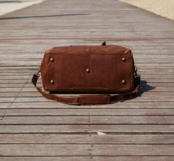 Genuine Leather Holdall In Russet Brown, 5 of 12