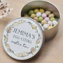 Personalised Egg Wreath Easter Eggs Round Tin, thumbnail 1 of 2