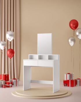 Dressing Table With Large Mirror Modern Style White, 9 of 12