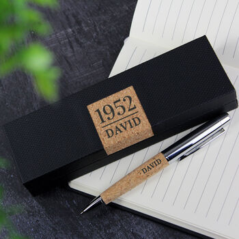 Personalised Date And Name Cork Pen Set, 2 of 2