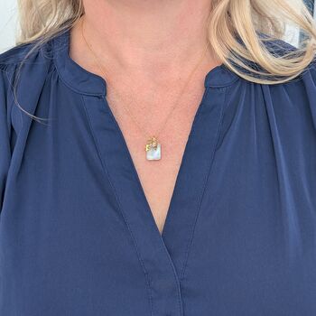 The Trio Moonstone Necklace, Gold Plated, 2 of 8